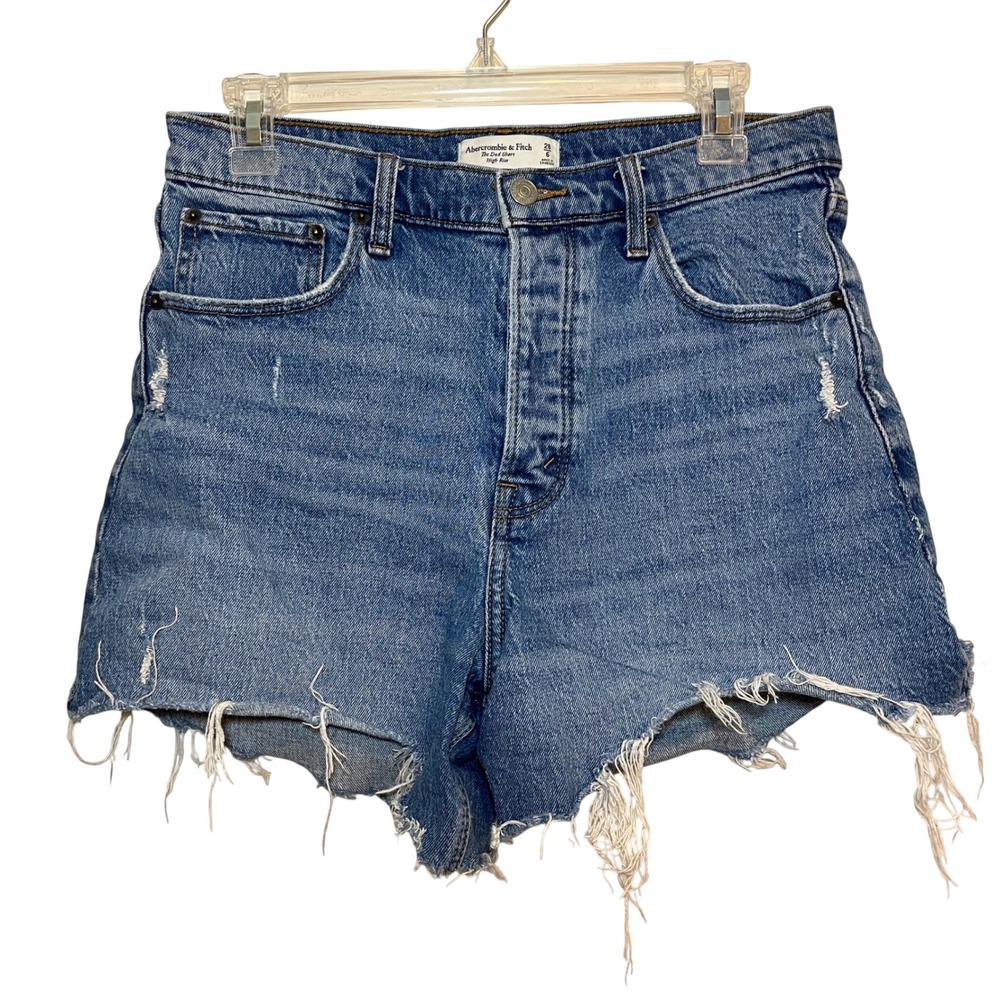 Abercrombie & Fitch Jean Shorts Dad Short High Rise Distressed Cutoff 28 / 6
